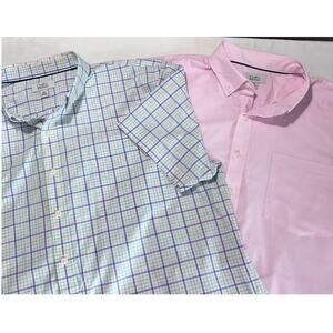 Lot of 2 Croft & Barrow Men’s XXL Button-Down Shirts – Pink & Plaid